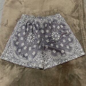 Gray Paisley Print Shorts